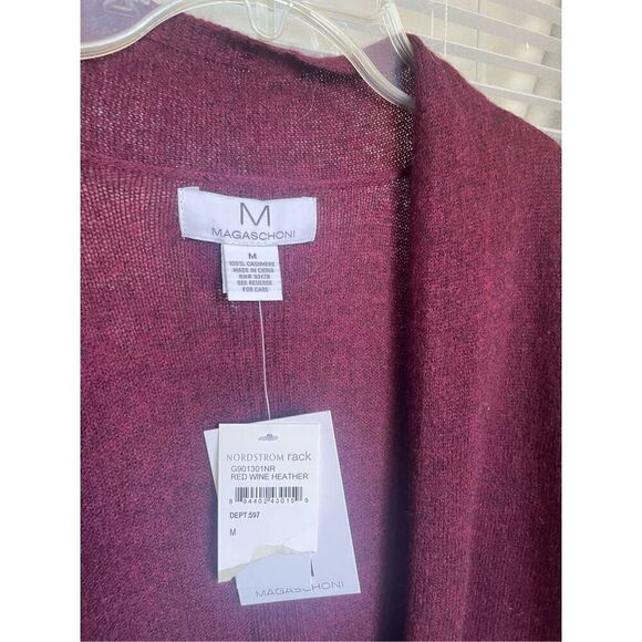 NWT Magaschoni 100% Cashmere Cardigan Sweater Red Wine M - Picture 7 of 10